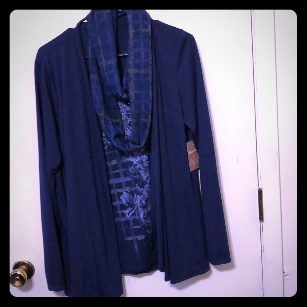 One piece blue Safire blouse with scarf